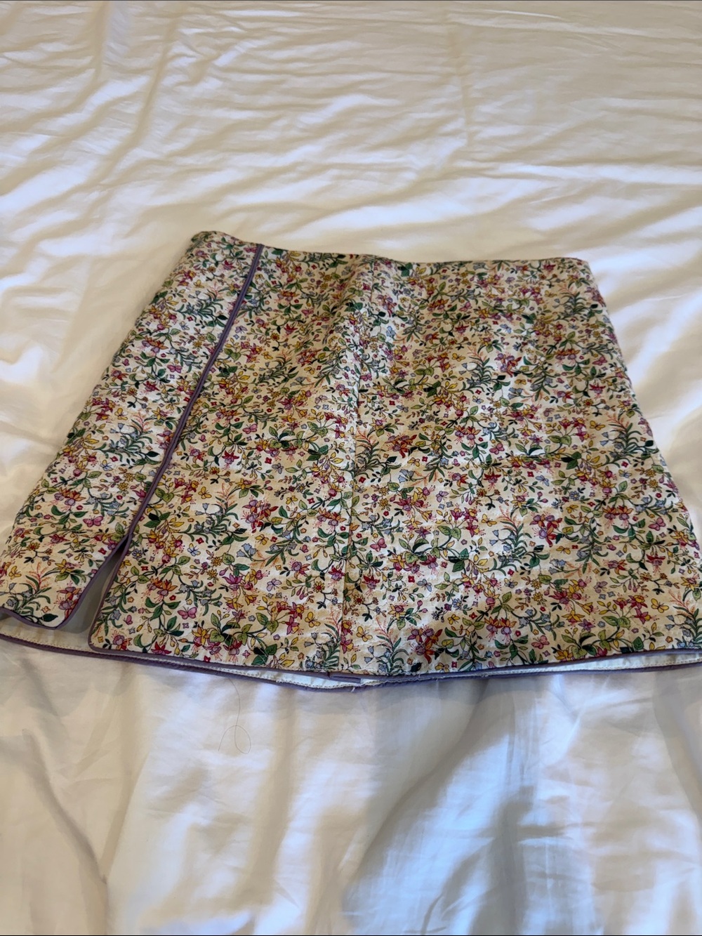 Floral Quilted Mini Skirt in Cream and Multi